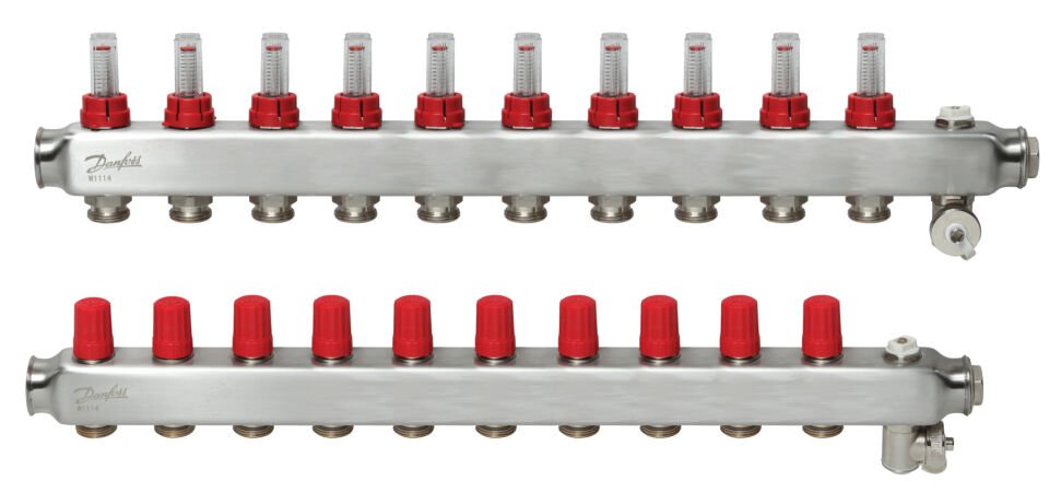 Danfoss 10'lu Paslanmaz Çelik Debimetreli Kollektör Seti - 088U0760