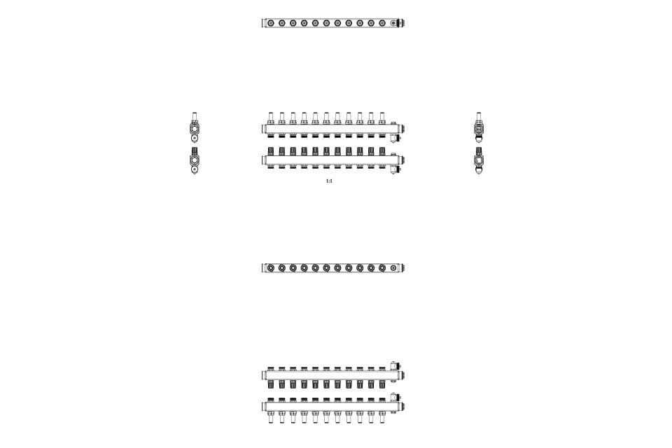 Danfoss 11'li Paslanmaz Çelik Debimetreli Kollektör Seti - 088U0761