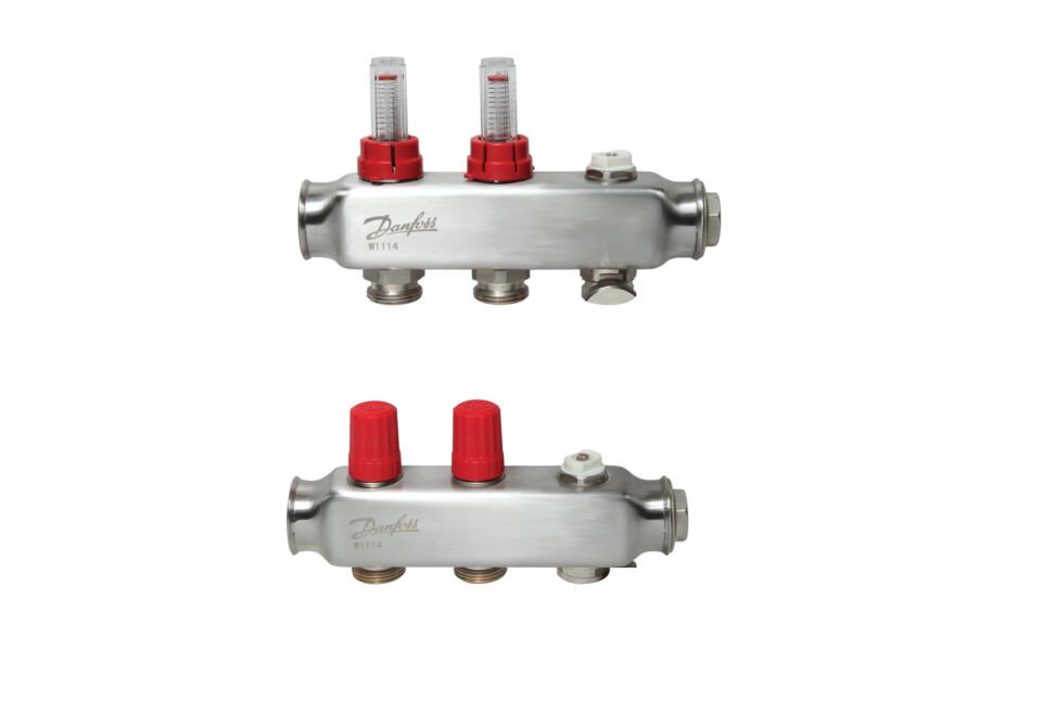 Danfoss 2'li Paslanmaz Çelik Debimetreli Kollektör Seti - 088U0752