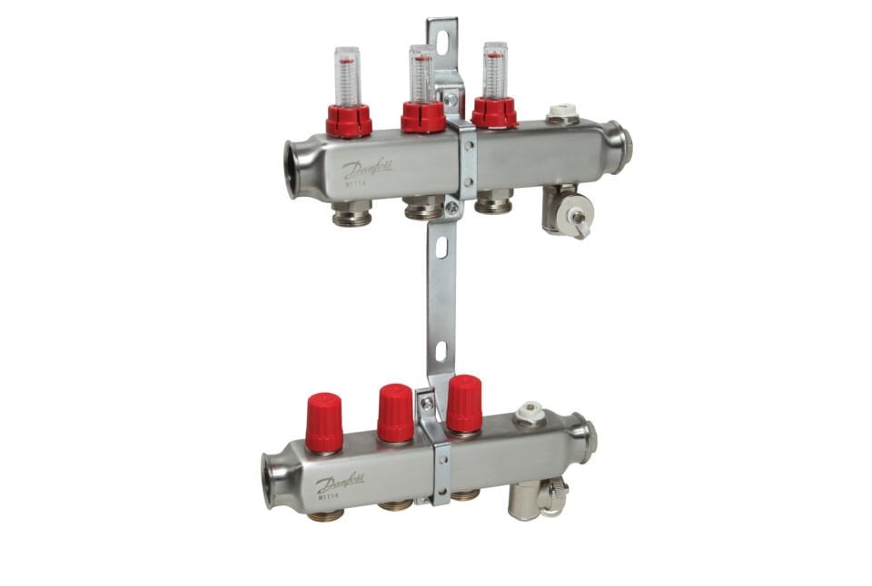 Danfoss 3'lü Paslanmaz Çelik Debimetreli Kollektör Seti - 088U0753