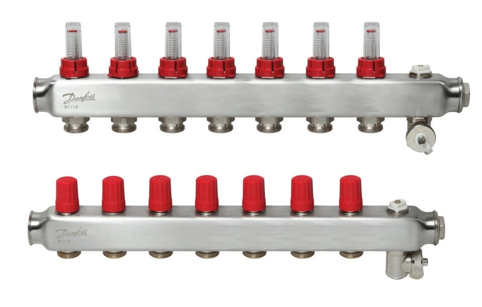 Danfoss 7'li Paslanmaz Çelik Debimetreli Kollektör Seti - 088U0757