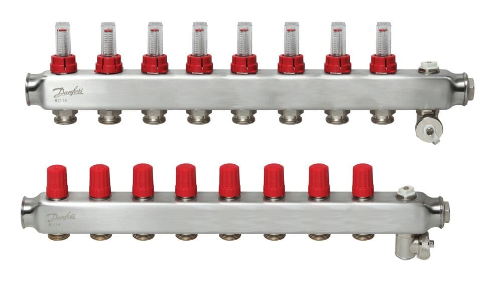Danfoss 8'li Paslanmaz Çelik Debimetreli Kollektör Seti - 088U0758