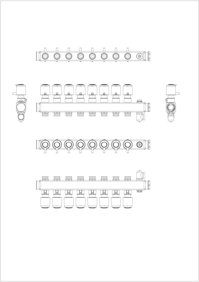 Danfoss 8'li Paslanmaz Çelik Debimetreli Kollektör Seti - 088U0758