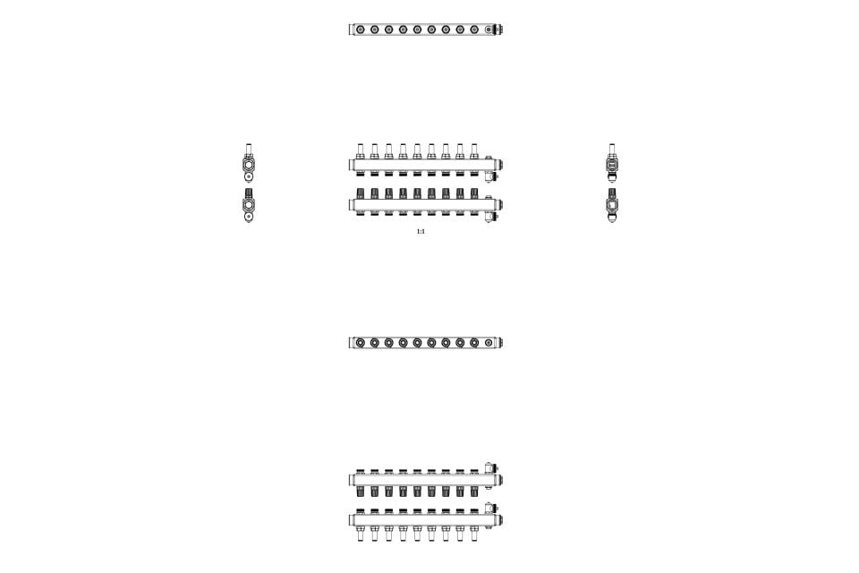 Danfoss 9'lu Paslanmaz Çelik Debimetreli Kollektör Seti - 088U0759